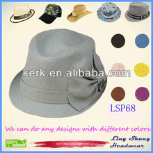 LSP68 ningbo lingshang 2014 Beautiful Rosette Bucket 100% Paper Straw Hat